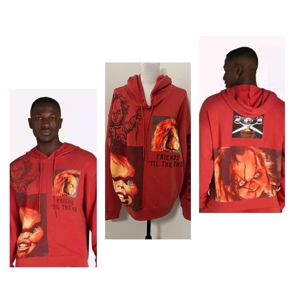 Chucky Graphic Print Friends Till The End Hoodie Sweatshirt XL (46-48) NWOT - Picture 1 of 10